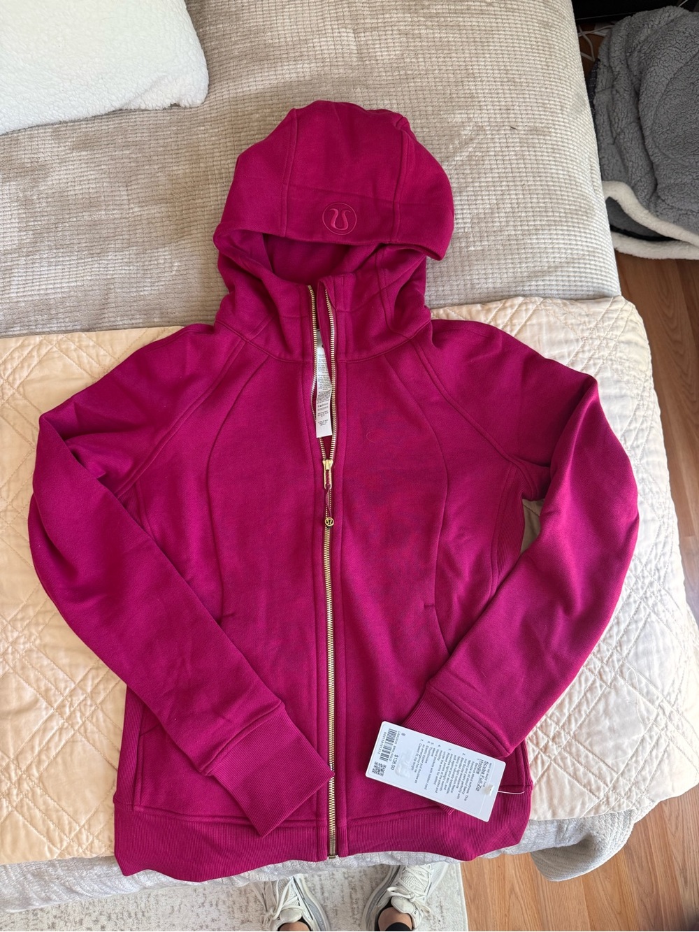 lululemon athletica Women's Zip-Up Scuba in Berry Rumble with gold zipper